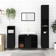 Armadietto da Bagno Nero 30x30x100 cm in Legno Multistrato 831549