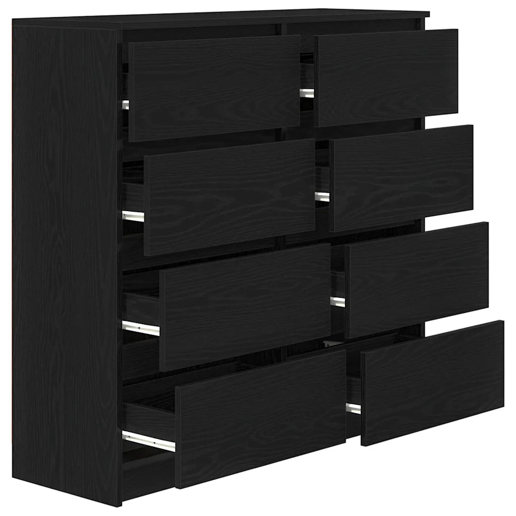 Credenza Rovere Nero 100x35x99 cm in Legno Multistrato