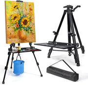 Easel Portatile e Ripiegabile - Easel per Adulti e Bambini - Easel per Atelier e Esterno - Adatto per Tela da Pittura - Easel Pratico per Atelier - Nero - 51-155 cm