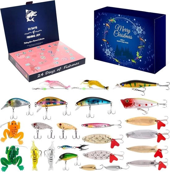 Calendario di Natale per Pescatori 2025, con 24 Attività, un calendario da tavola per sorprendere gli appassionati di pesca.