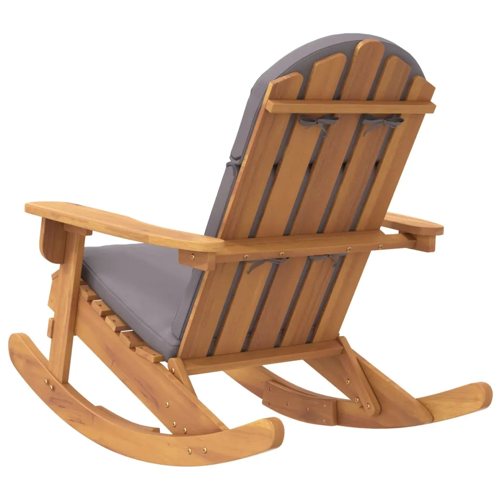 Sedia a Dondolo | Sedia da Giardino | Sedie da Esterno Adirondack con Cuscini Legno Massello di Acacia