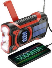 Radio di Emergenza Solare - Rinnovabile - Pacchetto di Batteria - Radio Portatile - Batteria Portatile - Lampada da Tasca - Allarme SOS