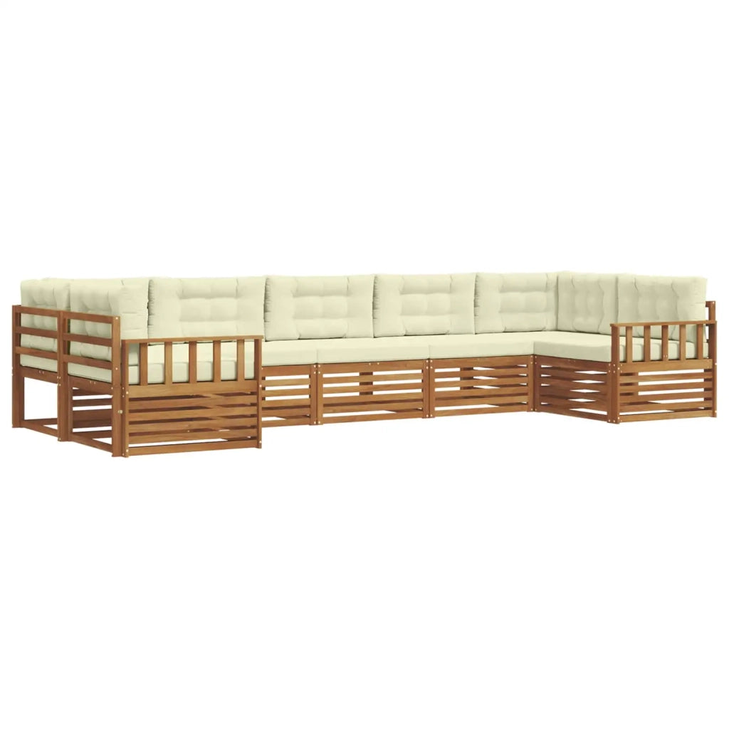 Set di divani da esterno con cuscino 7 pcs Naturale e Crema 3374050