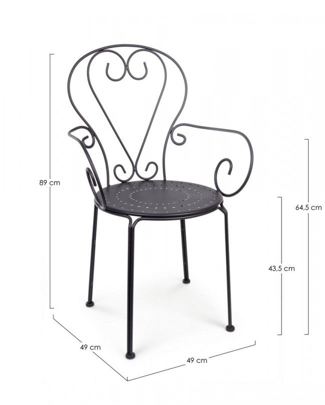 Sedia da Giardino 49x49x89h cm con Braccioli Etienne Antracite