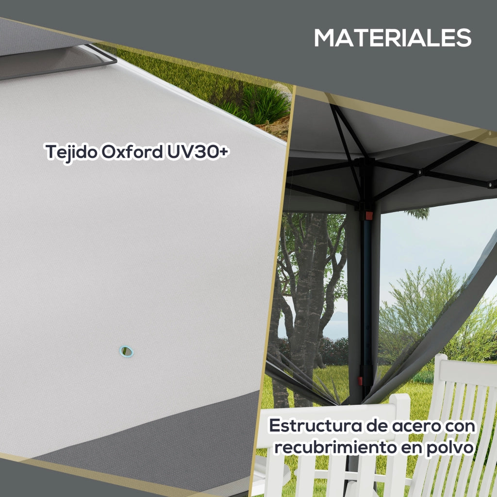 Tenda da Giardino Pieghevole ¨C Zephmum ¨C Grigio 3.26x3.26x2.72 m con Mosquitera