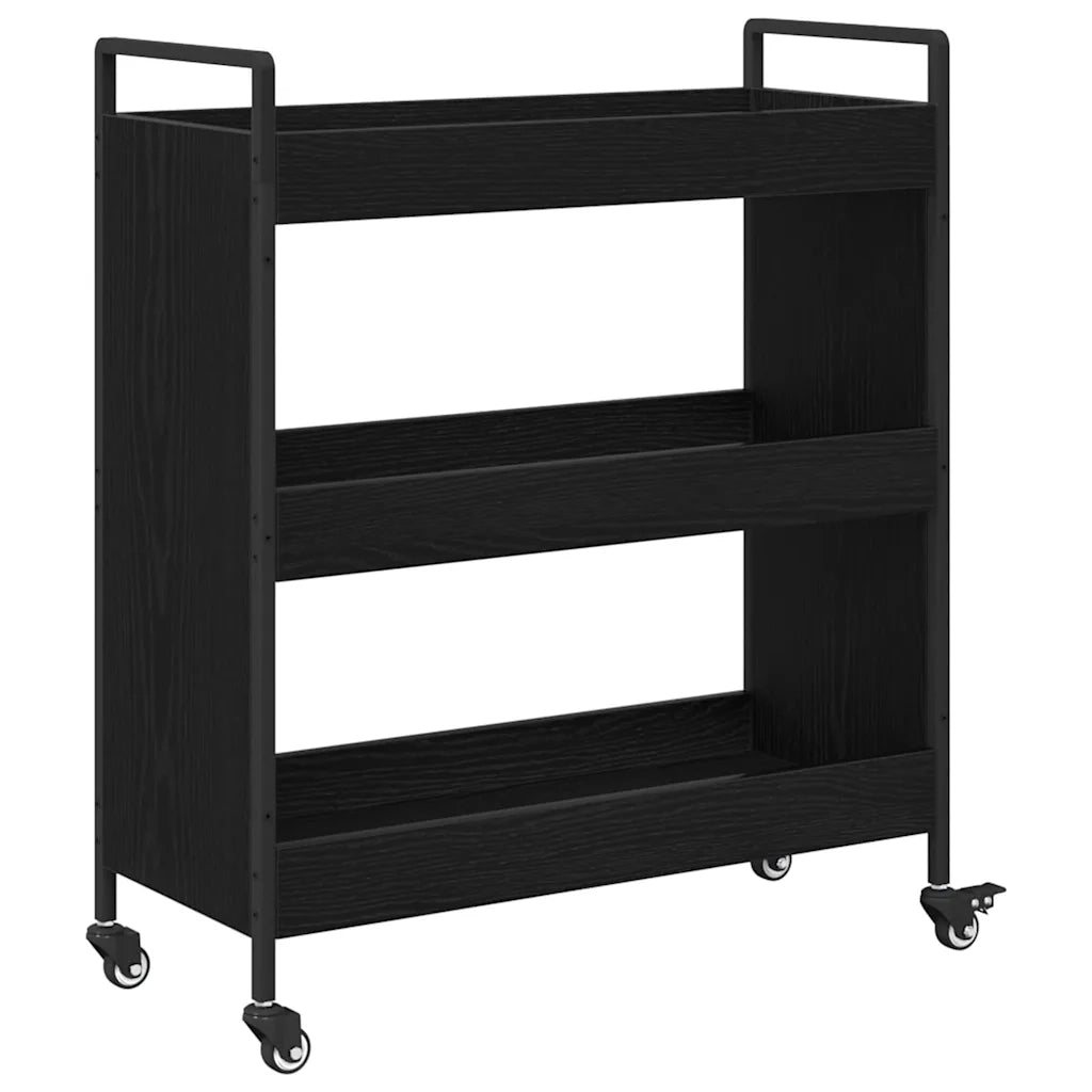 Carrello da Cucina-Scaffale per Cucina Rovere Nero 70 x 30 x 82 cm