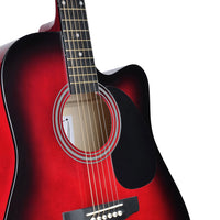 Chitarra Acustica Elettrica Slim 41" Redburst Kit Corde Plettro Tracolla e Cavo