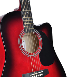 Chitarra Acustica Elettrica Slim 41" Redburst Kit Corde Plettro Tracolla e Cavo