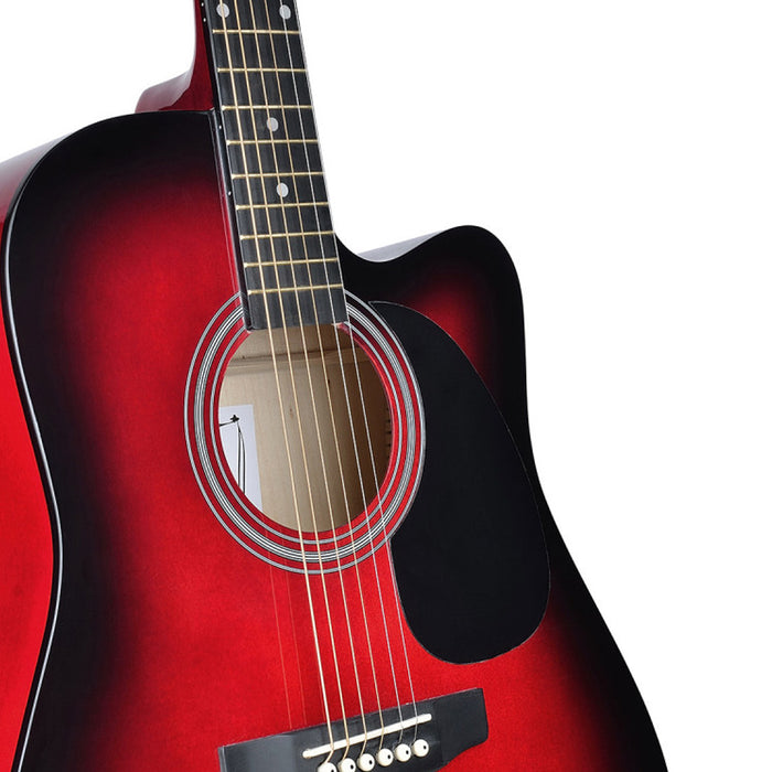 Chitarra Acustica Elettrica Slim 41" Redburst Kit Corde Plettro Tracolla e Cavo