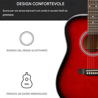 Chitarra Acustica Elettrica Slim 41" Redburst Kit Corde Plettro Tracolla e Cavo