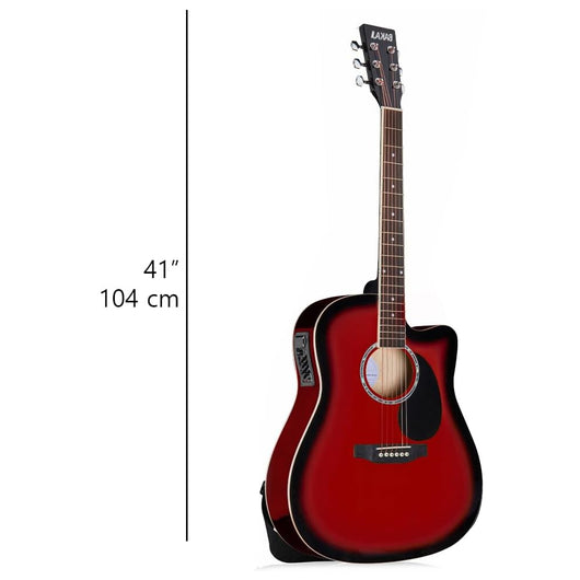 Chitarra Acustica Elettrica Slim 41" Redburst Kit Corde Plettro Tracolla e Cavo