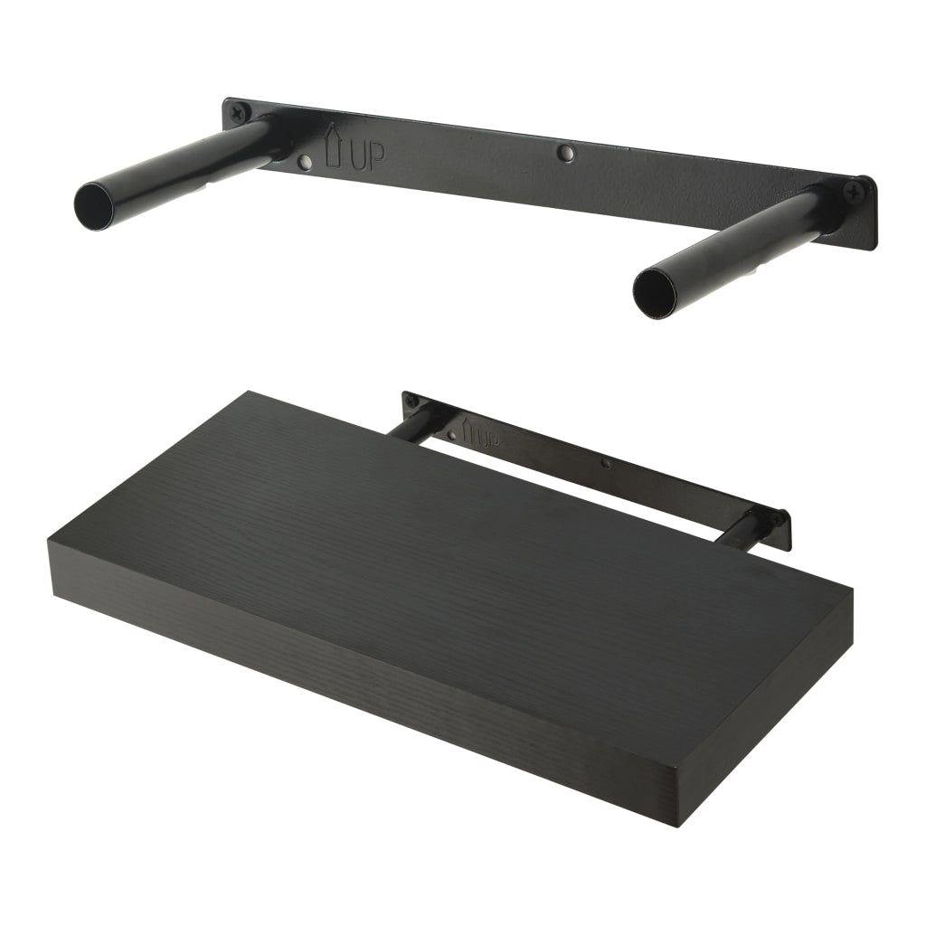 Set Stranda 2 Mensole da Muro 38x17x4 cm Nero [en.casa]
