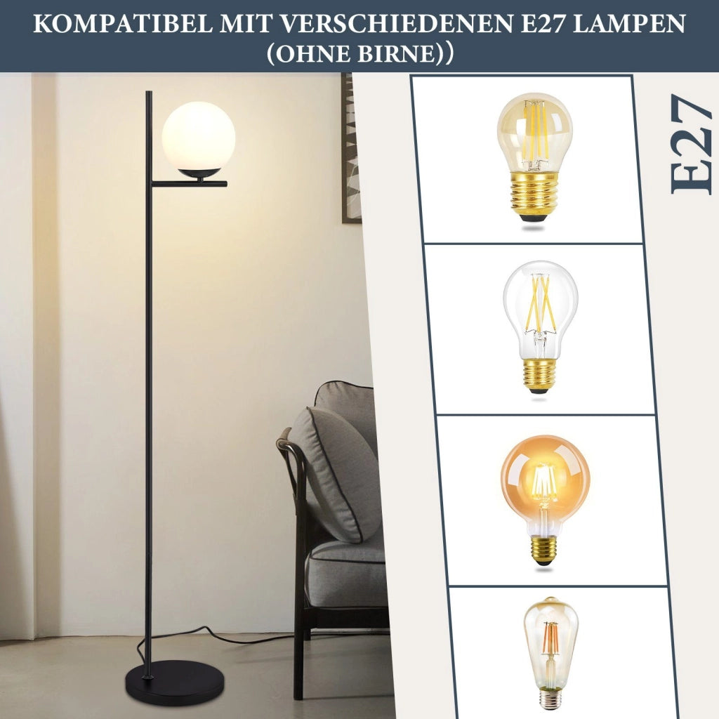 ZMH Lampada da terra bianco nera 1 luce E27 metallo industriale fiamma con interruttore pedale