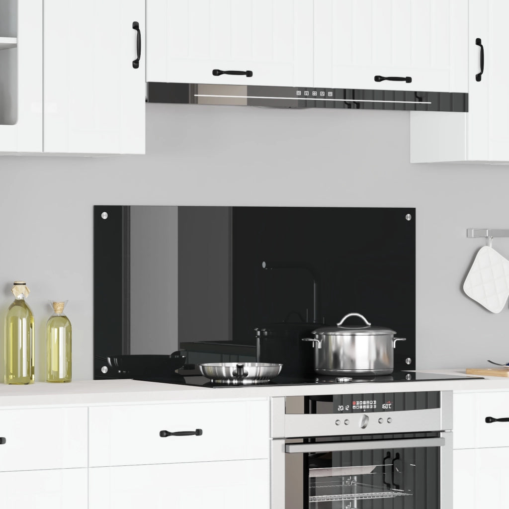Paraforno per Cucina  Nero 110x50x0,6 cm in Vetro Temperato
