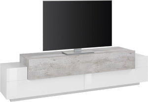 Mobile TV 3 Ante 200x45x51,5 cm Coro Bianco Lucido e Cemento