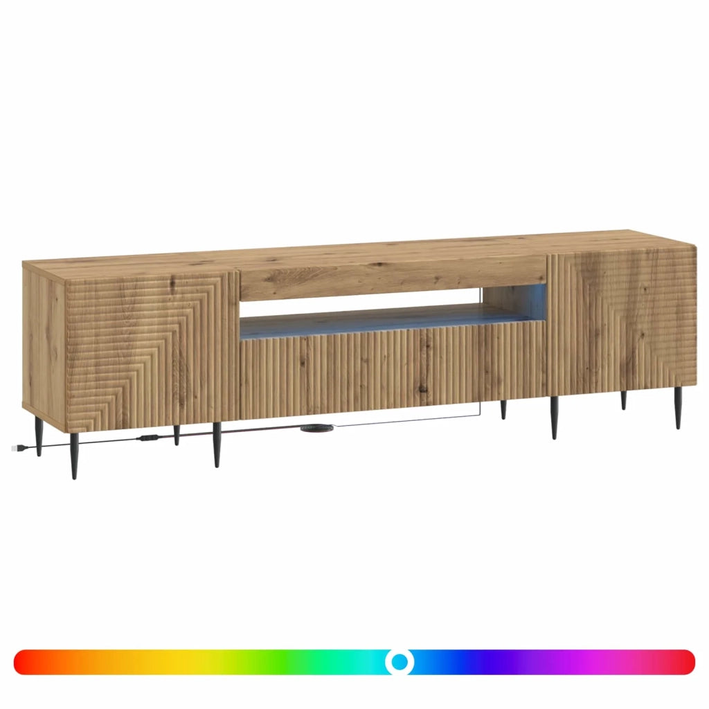 Mobile TV LED Rovere Artigianale Legno ingegnerizzato 896914
