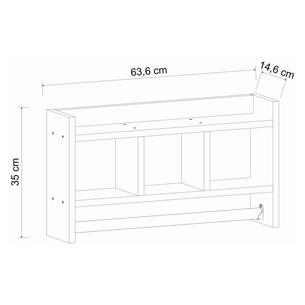 Cortale, Mensola 4 Ripiani, 64x15x35h cm Nero Antracite