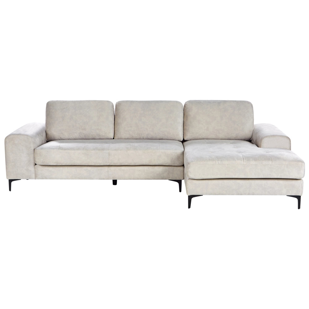 Divano angolare moderno a L con gambe in metallo e velluto Beige chiaro lato sinistro da soggiorno minimalista