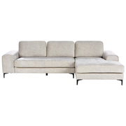 Divano angolare moderno a L con gambe in metallo e velluto Beige chiaro lato sinistro da soggiorno minimalista