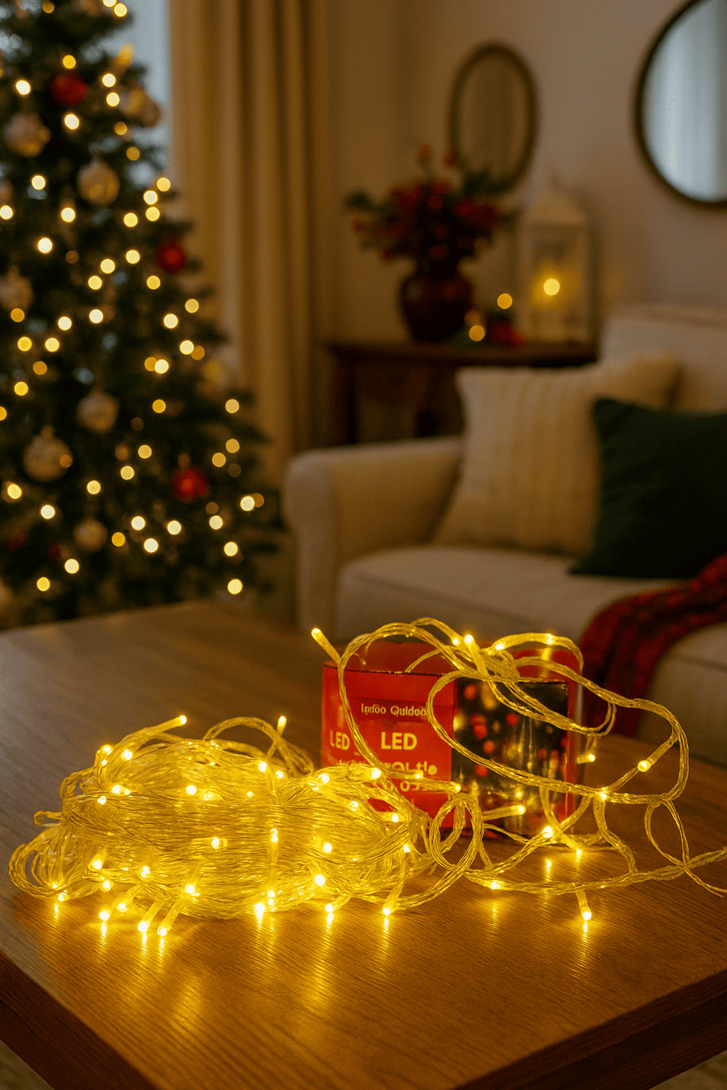 Luci Led per albero di natale decorazione con 8 giochi luce da 10/20/30/50 metri colori misti certificate IP65 prolungabile LUNGHEZZA: 10 mt - 100 led, COLORE LED: BIANCO CALDO