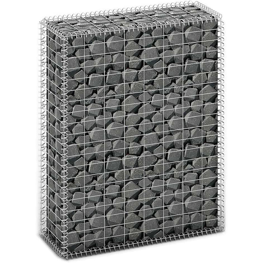 Gabbione in Rete di Acciaio Galvanizzato 100x80x30cm Recinzione Orto da Giardino