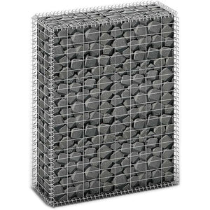 Gabbione in Rete di Acciaio Galvanizzato 100x80x30cm Recinzione Orto da Giardino