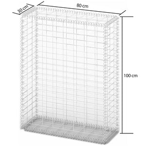 Gabbione in Rete di Acciaio Galvanizzato 100x80x30cm Recinzione Orto da Giardino