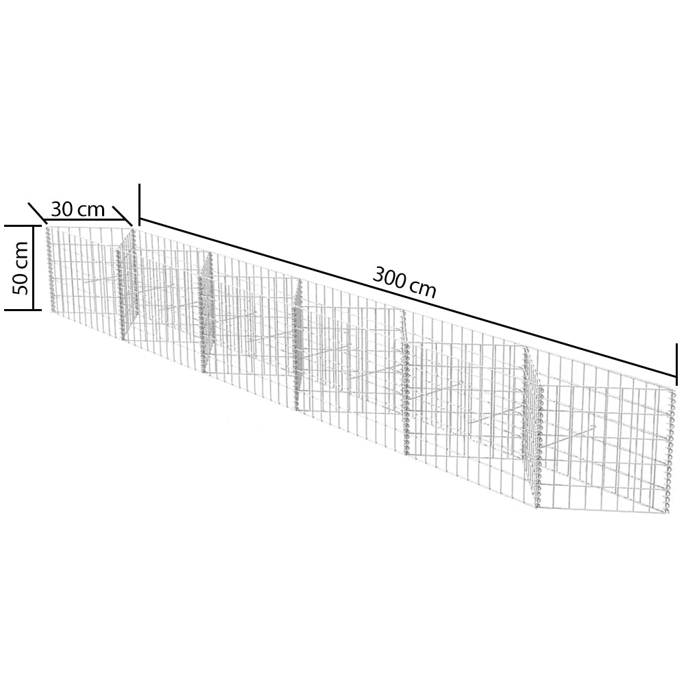 Gabbione in Rete di Acciaio Galvanizzato 300x30x50cm Recinzione Orto da Giardino