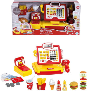 MAISONELLE - HAMBURGER LOVERS SET CON REGISTRATORE DI CASSA
 CON CALCOLATRICE FUNZIONANTE + ACCESSORI