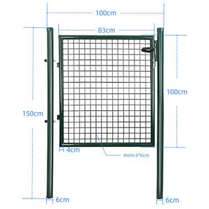 Cancello Pedonale Cancelletto Recinzione Giardino Acciaio 100x150cm con Chiave