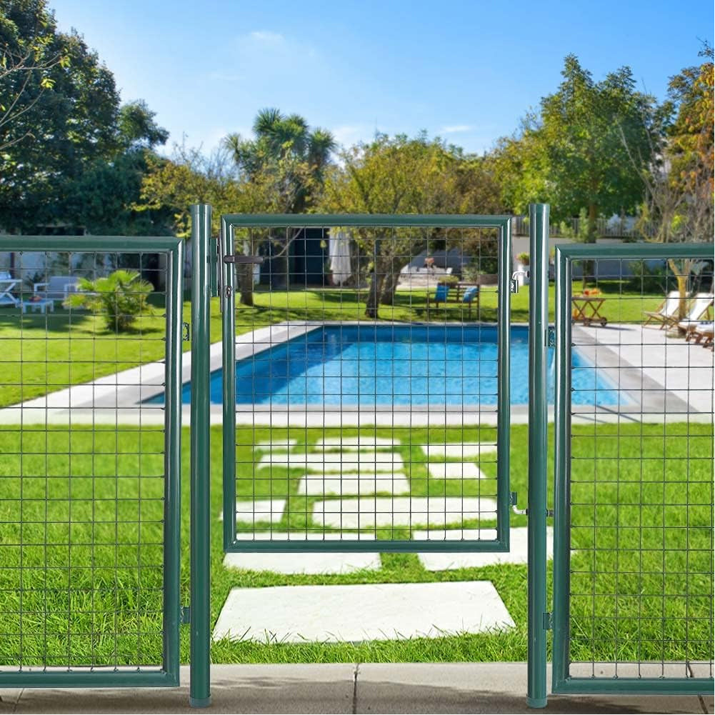 Cancello Pedonale Cancelletto Recinzione Giardino Acciaio 100x150cm con Chiave