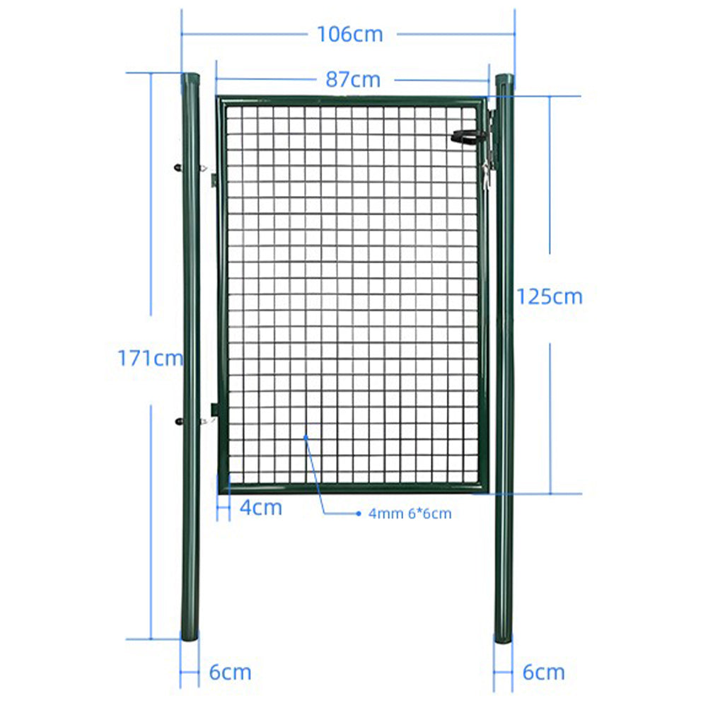 Cancello Pedonale Cancelletto Recinzione Giardino Acciaio 106x171 con Chiave