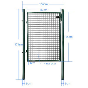 Cancello Pedonale Cancelletto Recinzione Giardino Acciaio 106x171 con Chiave