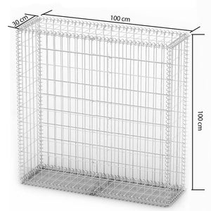 Gabbione in Rete Acciaio Galvanizzato 100x100x30cm Recinzione Orto da Giardino