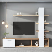 Mobile TV- sospeso- bianco/rovere- 180x33.5x151.5 cm- per TV 60"