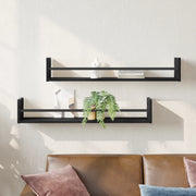 Mensole a muro 2 pcs Legno di rovere nero 80x16x14 cm Legno ingegnerizzato