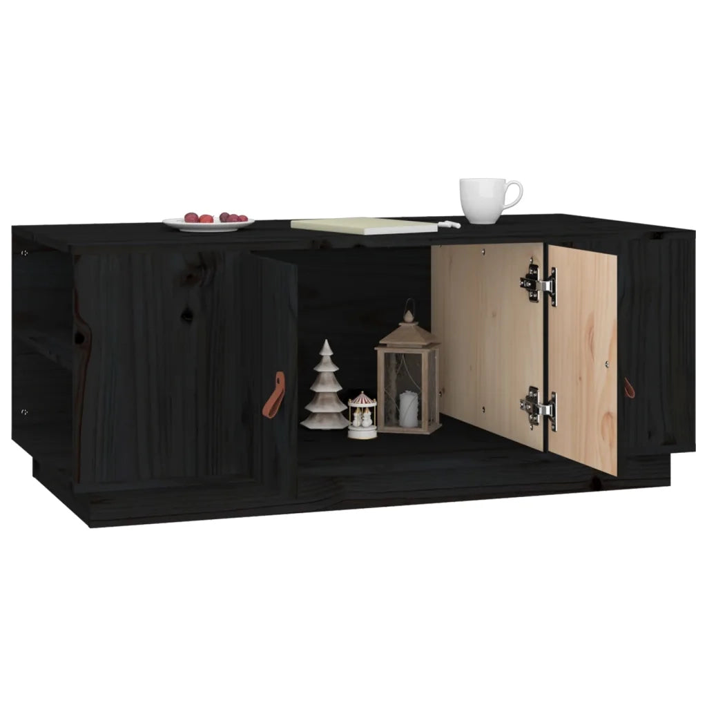 Tavolino da Salotto Nero 100x50x41 cm in Legno Massello di Pino cod mxl 25666