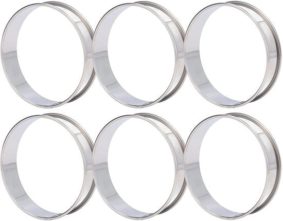 Forme per Cupcake 10 cm - RVS - 6 Pezzi - Multifunzionale - Cerniere per Baking - Facile da Sformare - Scelta di Regalo Piena di Pensiero