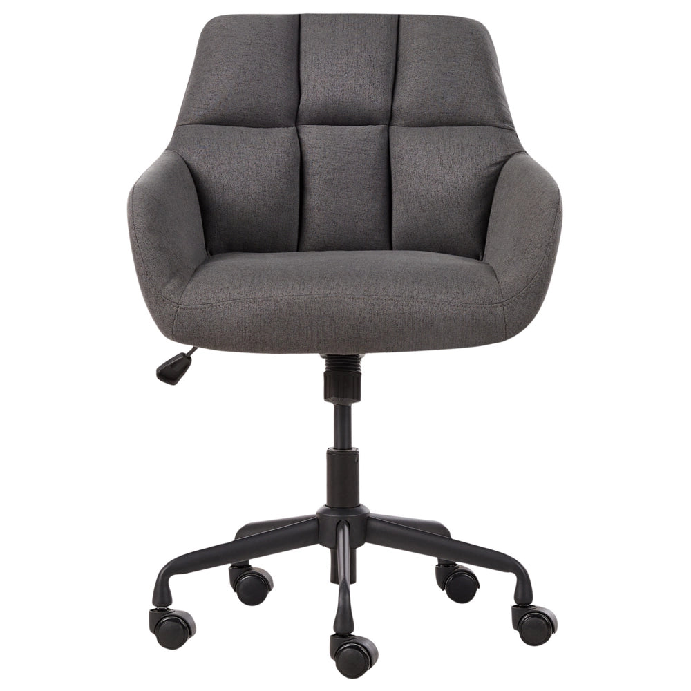 Sedia da ufficio in tessuto grigio con struttura in metallo nero con funzione girevole ufficio elegante