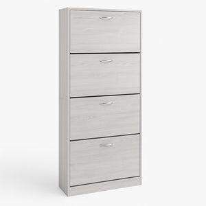 Scarpiera 4Ante Doppia Profondità Salvaspazio Grigio 63x24 H150cm Legno Mdf