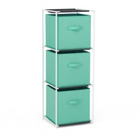Cassettiera Multiuso in Metallo 3Cassetti in Stoffa 35x35 H 102cm Verde Salvaspazio