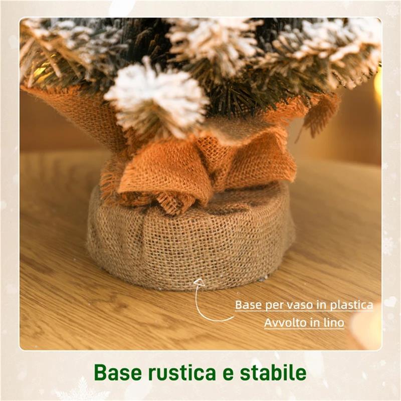 ALBERO DI NATALE PICCOLO ALTO 60 CM CON 72 RAMI INNEVATI, PIGNE E BACCHE ROSSE, VERDE