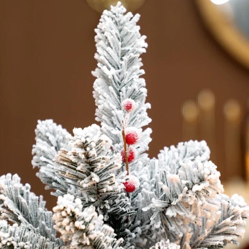 ALBERO DI NATALE PICCOLO ALTO 60 CM CON 72 RAMI INNEVATI, PIGNE E BACCHE ROSSE, VERDE