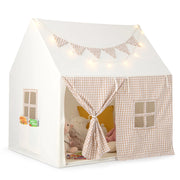 Tenda da gioco per bambini con tappetino imbottito 2 finestre traspiranti e 2 tasche, Casetta tenda da gioco Beige-Tende e Casette per bambini
