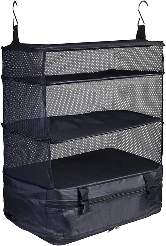 Organizzatore di valigia portatile - pannelli da viaggio appesi - 3 cassette - nero
