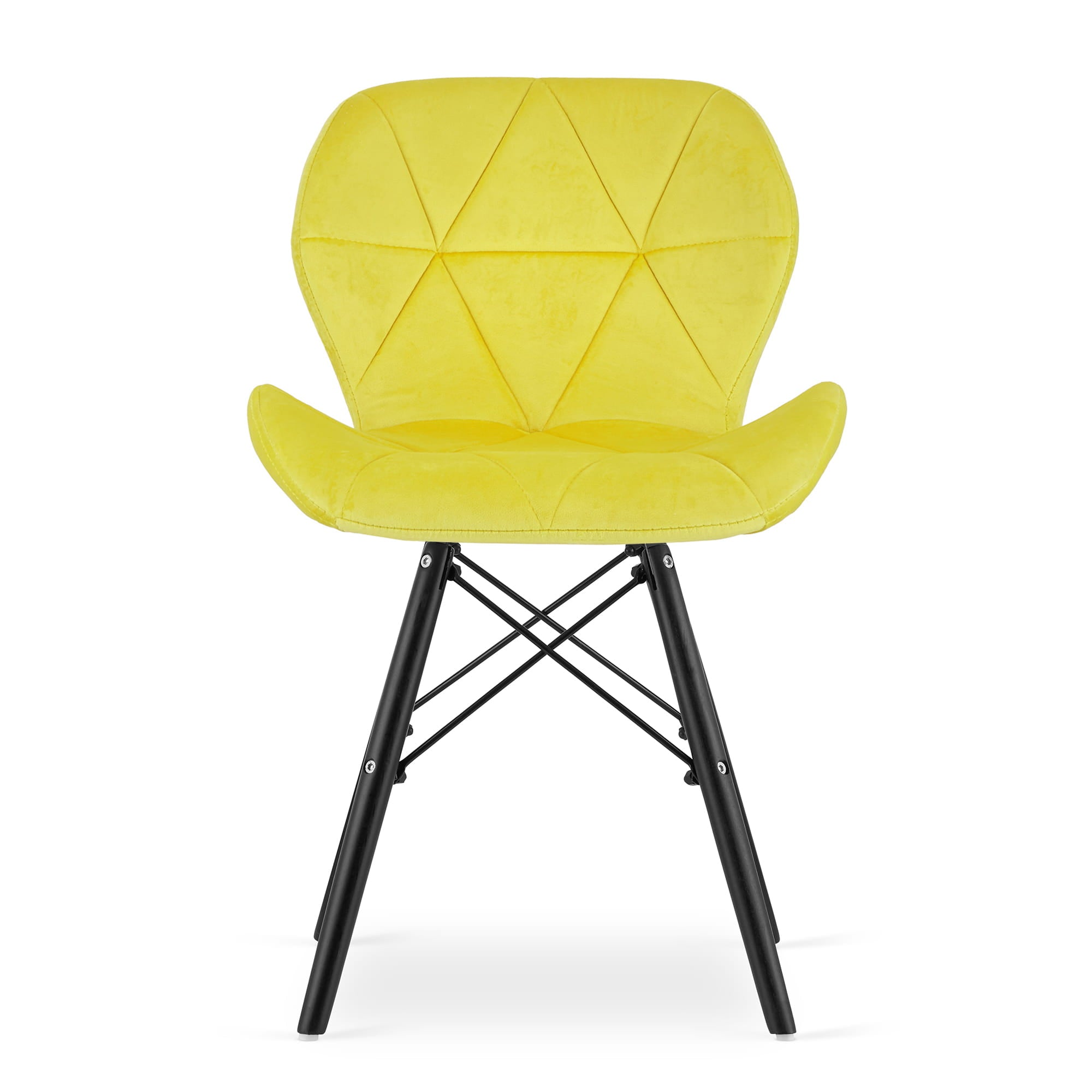 Sedia in velluto Valora WAKO con gambe gialle e nere per sala da pranzo x4