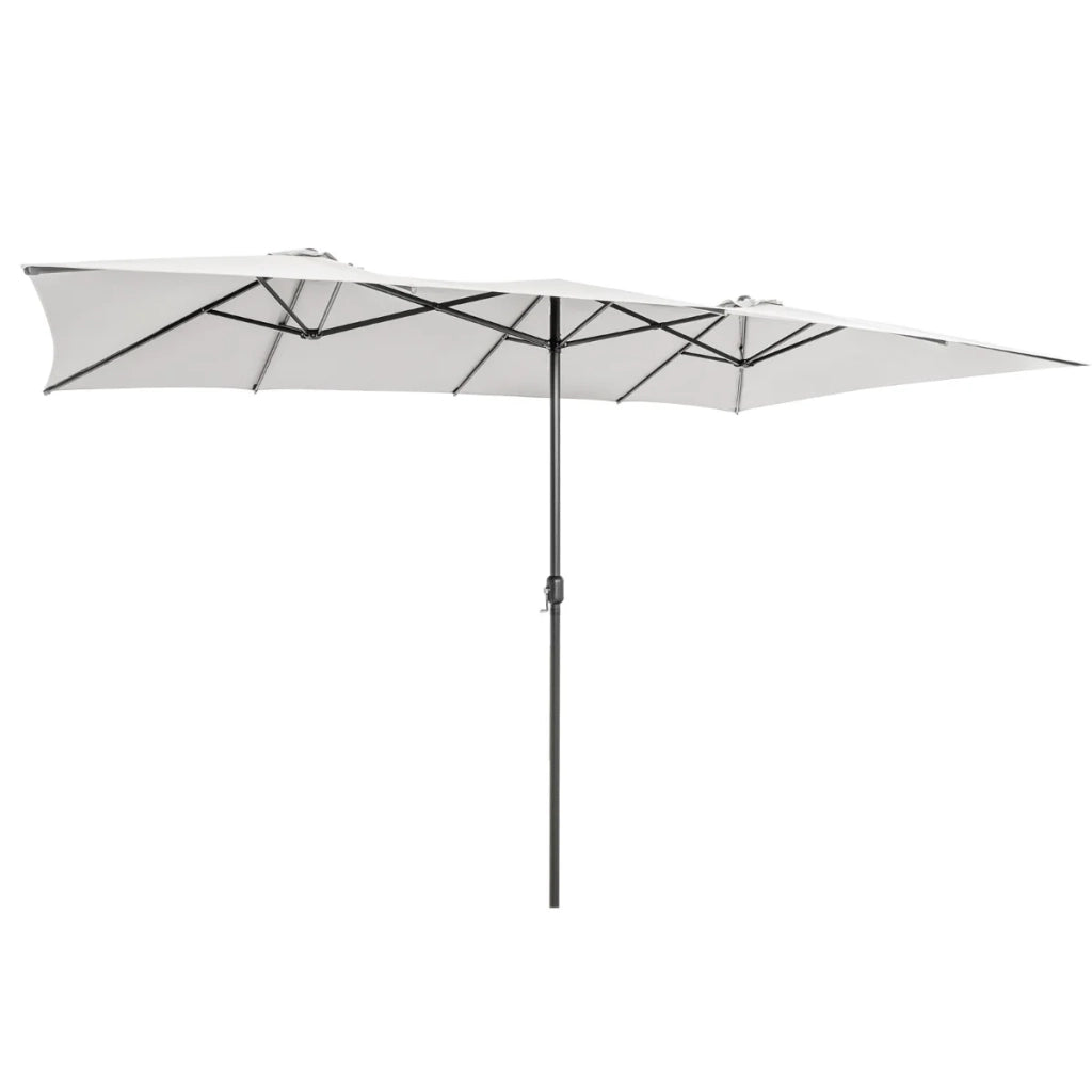 Ombrellone doppio da giardino 426 x 265 x 260 cm con manovella moderna extra large in poliestere beige 20_0021165