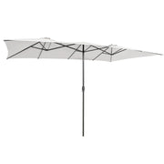 Ombrellone doppio da giardino 426 x 265 x 260 cm con manovella moderna extra large in poliestere beige 20_0021165