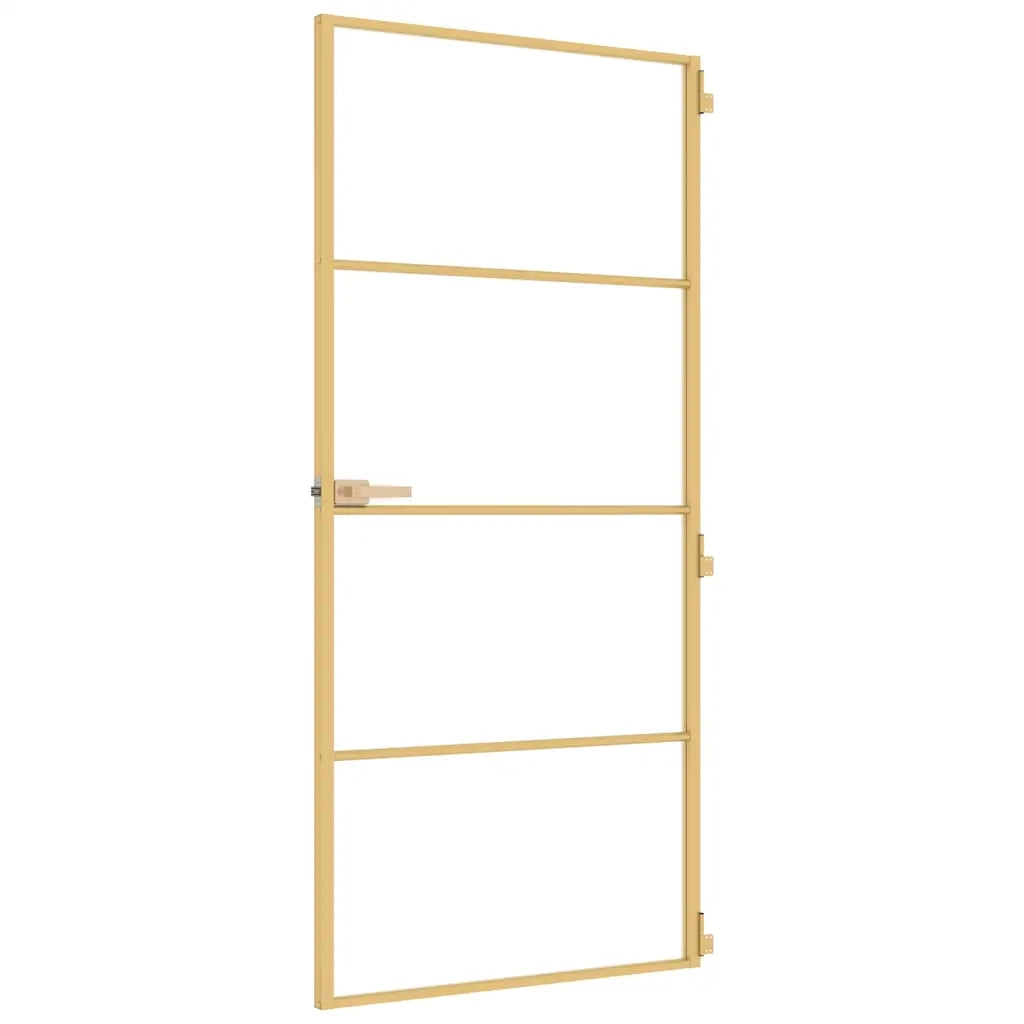 Porta Interni Sottile Oro 93x201,5cm Vetro Temperato Alluminio 155138