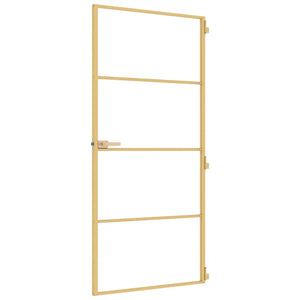 Porta Interni Sottile Oro 93x201,5cm Vetro Temperato Alluminio 155138